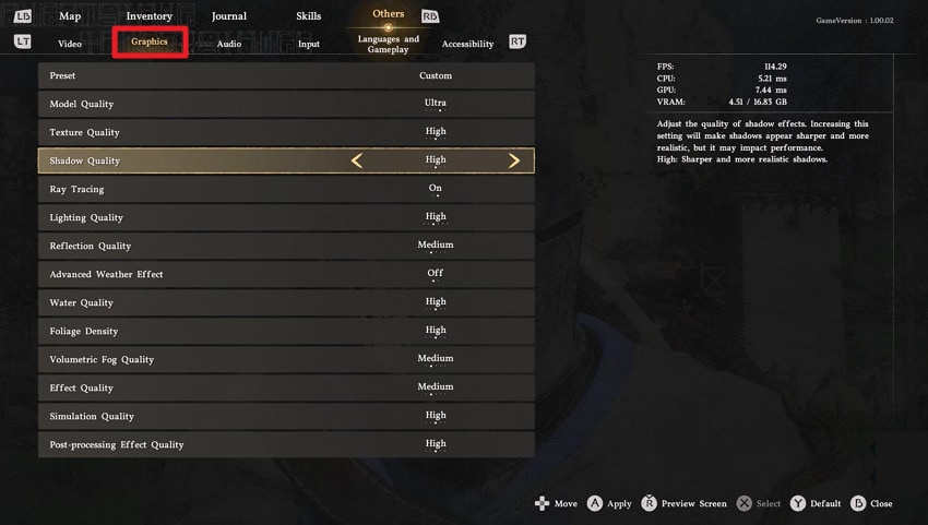 lower graphic settings for game